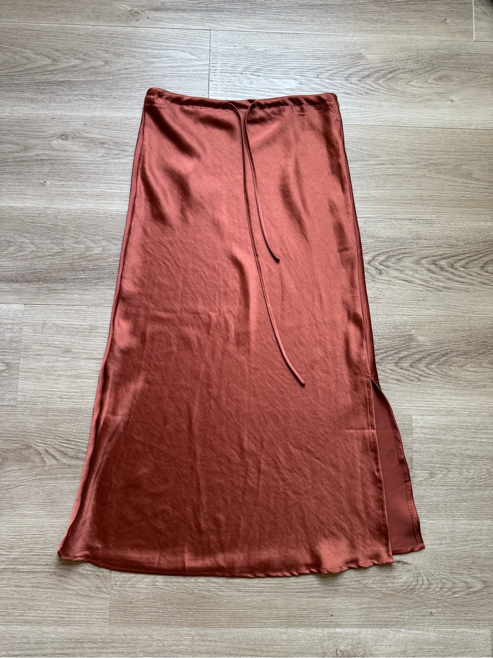 Rust Satin Long Skirt